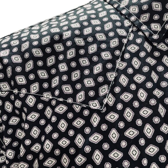 Cinch Black Geometric Pearl Snap Shirt Large Western Cowboy Rodeo Y2K Boho Grung - Picture 9 of 12